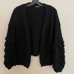 Knit balloon sleeve cardigan